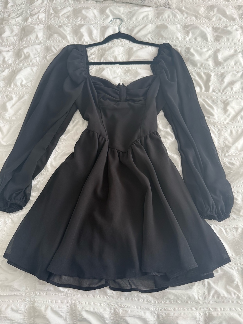 Black Long-Sleeve Mini Dress